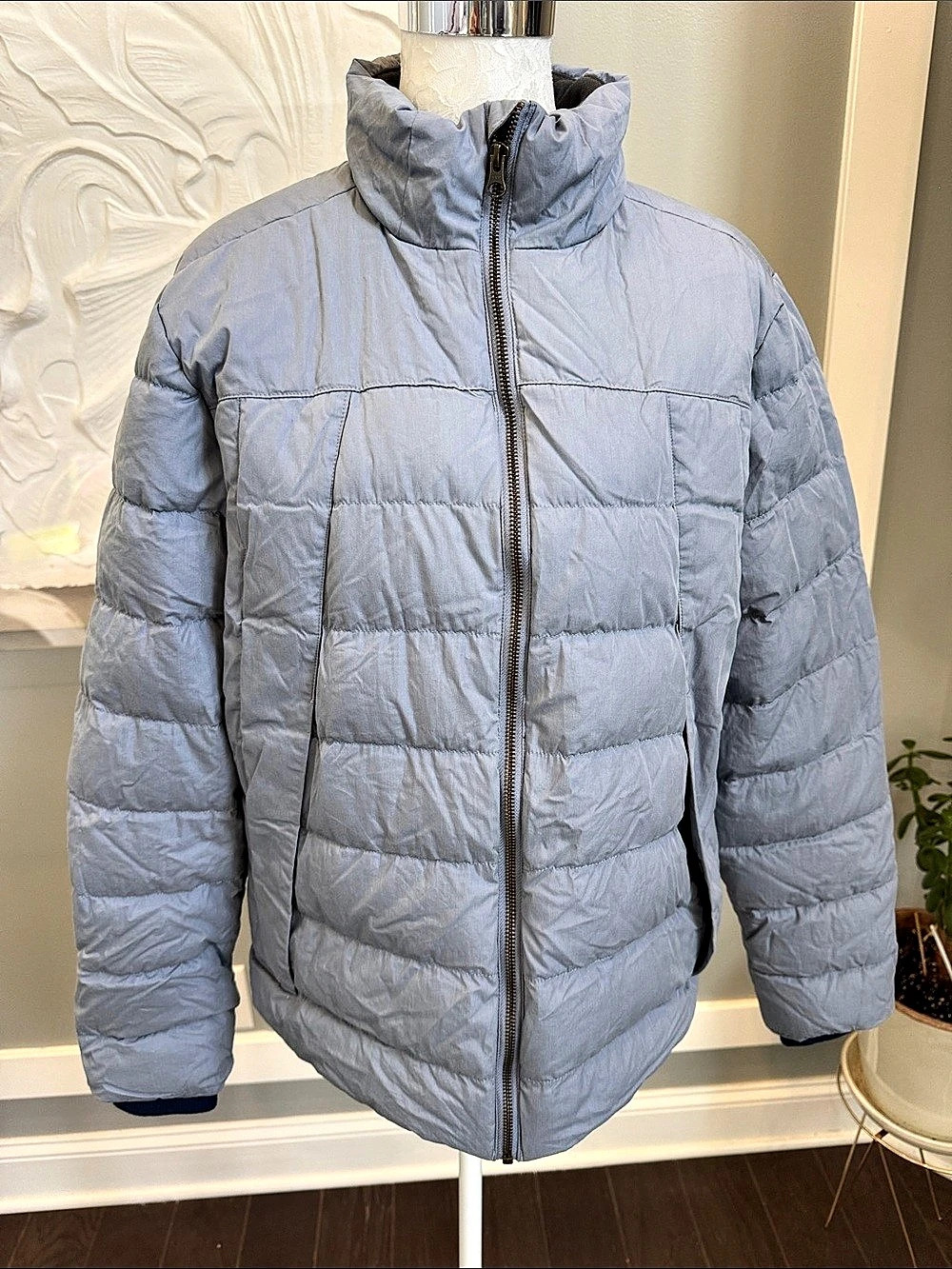 Alpine Design Men’s 650-Fill Down Puffer Jacket Smokey Slate Gray Blue Small